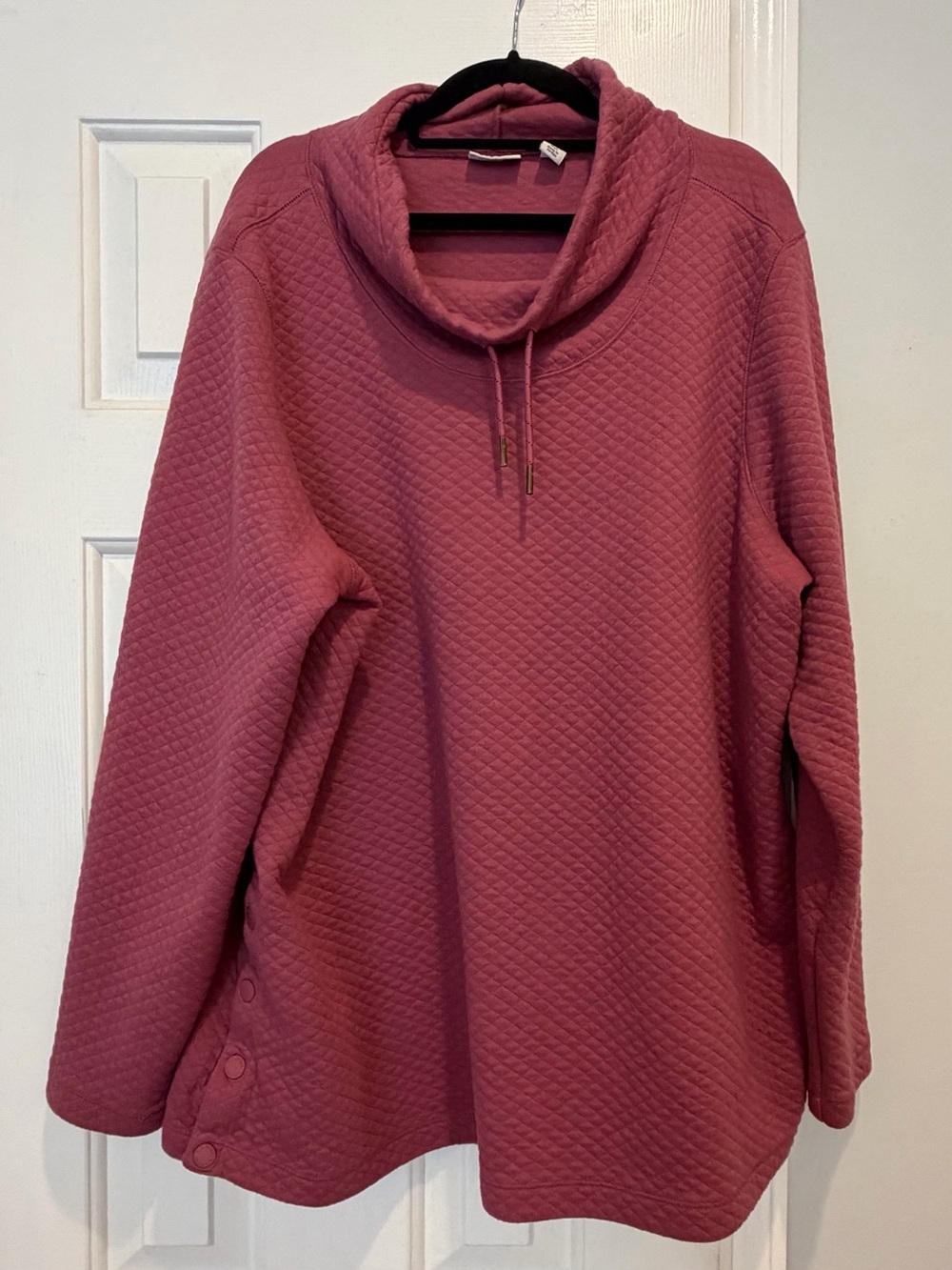 L.L. Bean Quilted Cowl Neck Pullover - Rose
